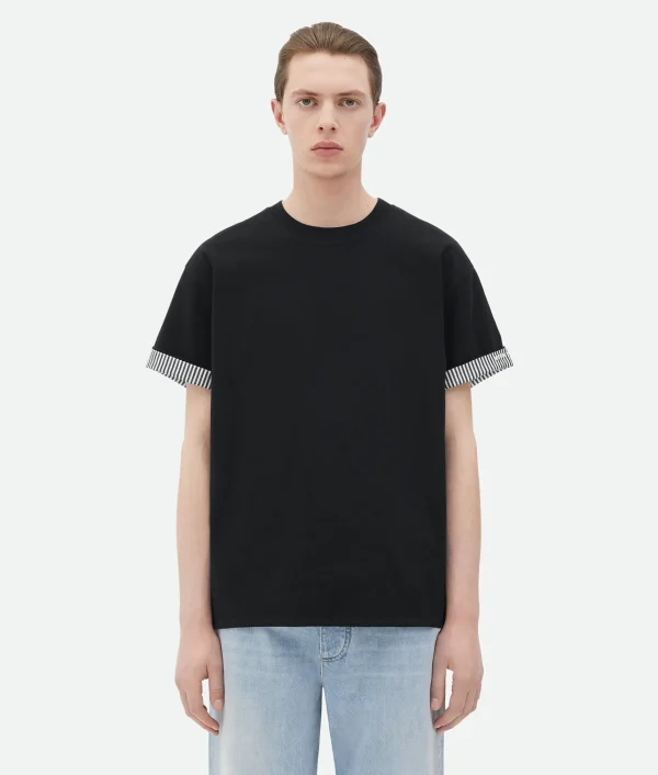 Bottega Veneta Double Layer Striped Cotton T-Shirt> T-Shirts