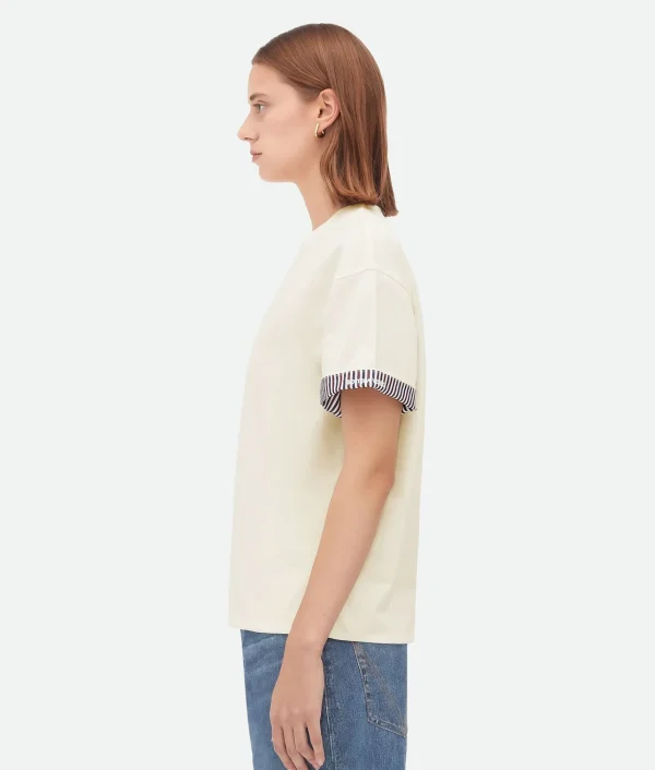 Bottega Veneta Double Layer Striped Cotton T/Shirt>Women Tops And T-Shirts