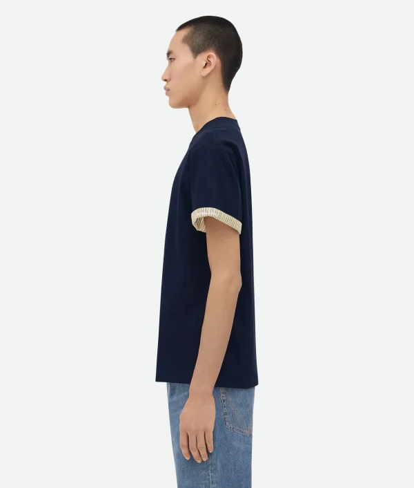 Bottega Veneta Double Layer Striped Cotton T-Shirt> T-Shirts