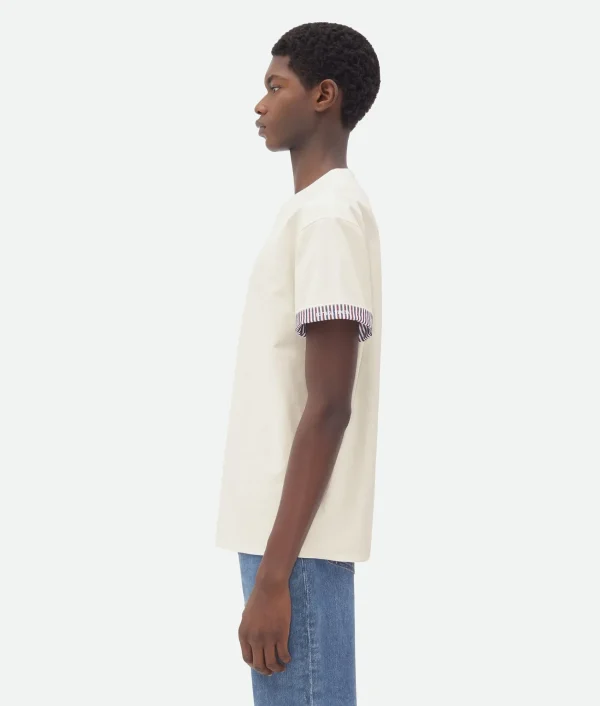 Bottega Veneta Double Layer Striped Cotton T-Shirt> T-Shirts