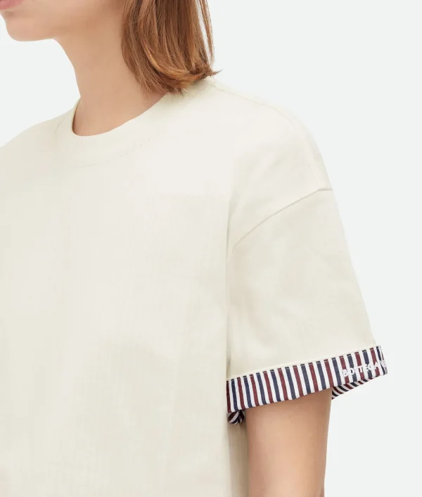 Bottega Veneta Double Layer Striped Cotton T/Shirt>Women Tops And T-Shirts