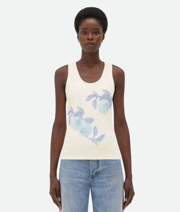 Bottega Veneta Embroidered Cotton Tank Top>Women Tops And T-Shirts