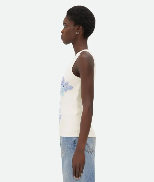 Bottega Veneta Embroidered Cotton Tank Top>Women Tops And T-Shirts