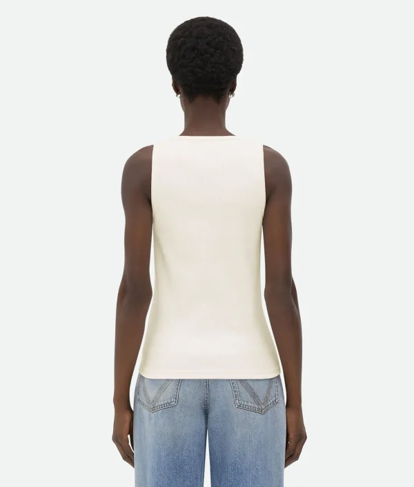Bottega Veneta Embroidered Cotton Tank Top>Women Tops And T-Shirts