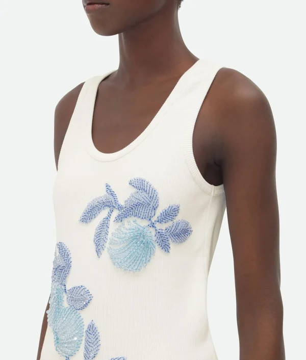 Bottega Veneta Embroidered Cotton Tank Top>Women Tops And T-Shirts