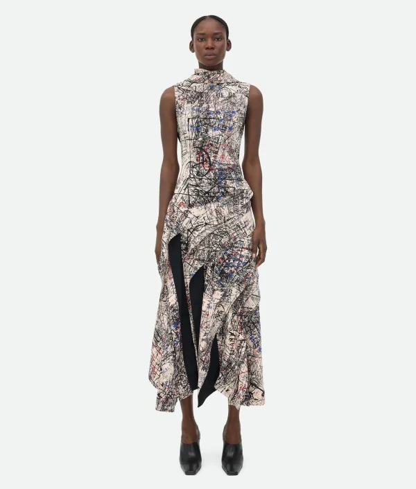 Bottega Veneta Fluid Viscose Memory Print Dress>Women Dresses