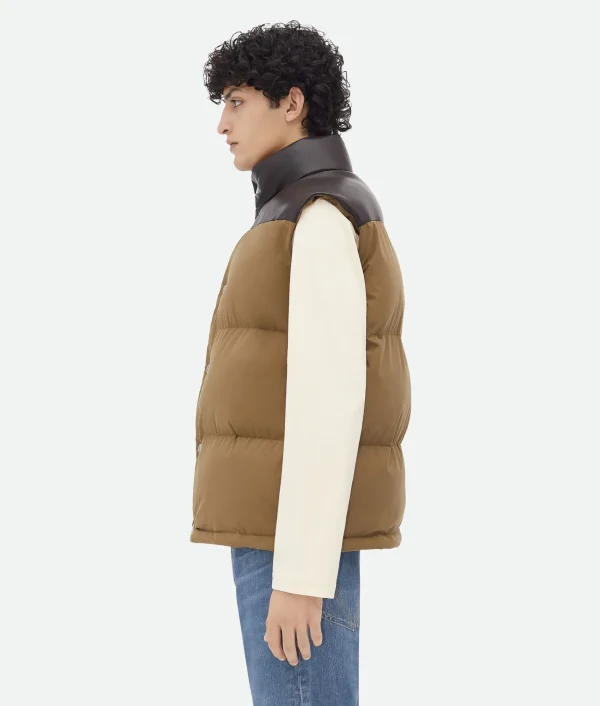 Bottega Veneta Frosted Poplin And Leather Gilet> Jackets