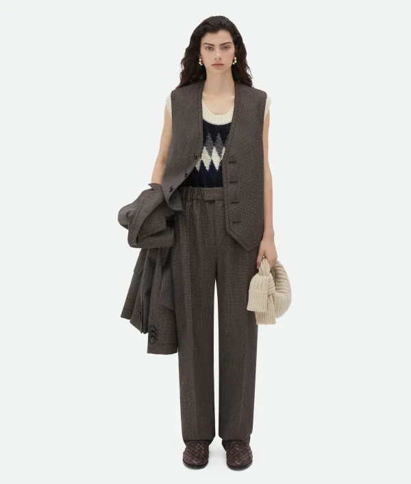 Bottega Veneta Houndstooth Wool Gilet With Label>Women Jackets