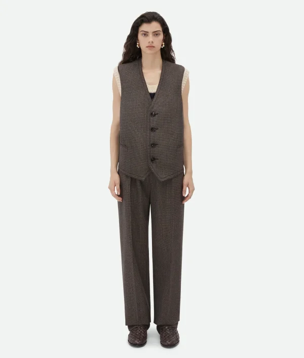 Bottega Veneta Houndstooth Wool Gilet With Label>Women Jackets
