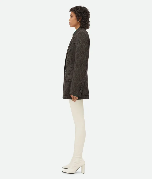 Bottega Veneta Houndstooth Wool Jacket With Label>Women Jackets
