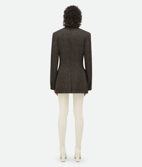 Bottega Veneta Houndstooth Wool Jacket With Label>Women Jackets