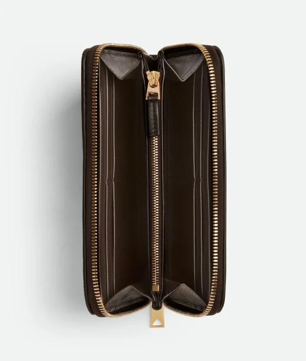 Bottega Veneta Intrecciato Diagonal Large Zip Around Wallet>Women Long Wallets