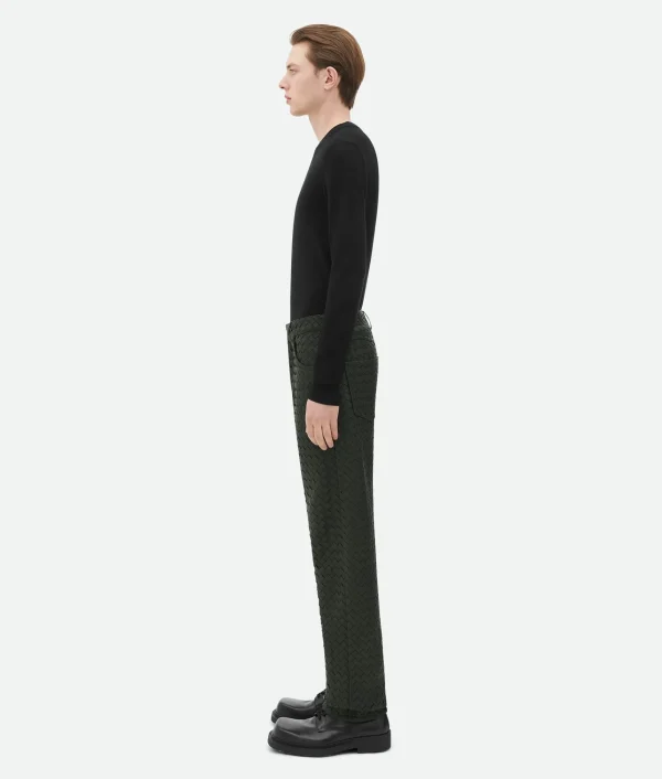 Bottega Veneta Intrecciato Leather Straight Leg Pants> Trousers And Shorts | Leather