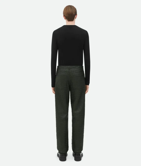 Bottega Veneta Intrecciato Leather Straight Leg Pants> Trousers And Shorts | Leather