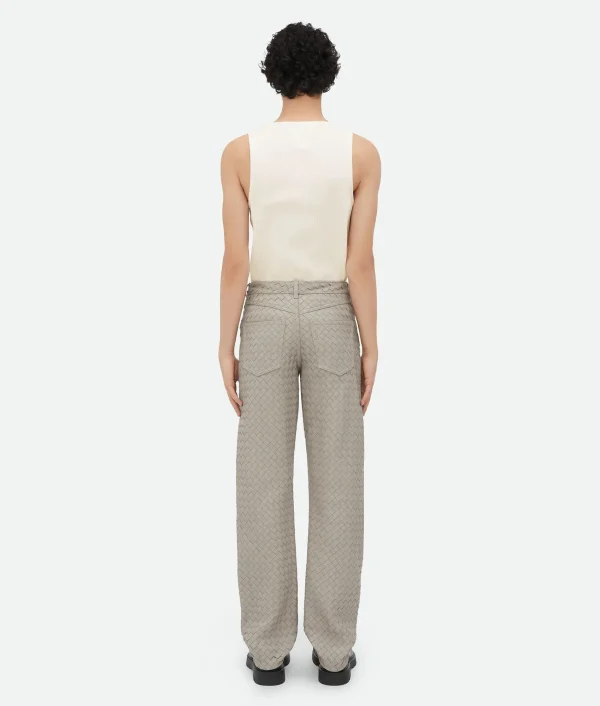 Bottega Veneta Intrecciato Leather Straight Leg Trousers> Trousers And Shorts | Leather