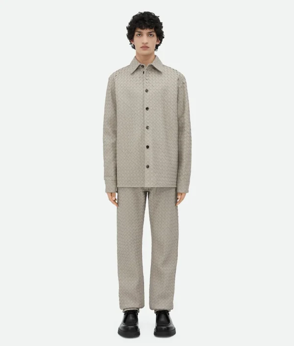 Bottega Veneta Intrecciato Leather Straight Leg Trousers> Trousers And Shorts | Leather