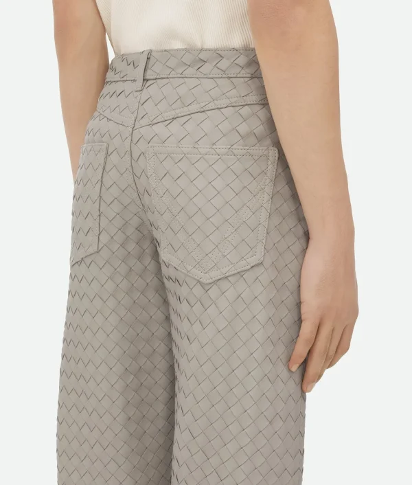 Bottega Veneta Intrecciato Leather Straight Leg Trousers> Trousers And Shorts | Leather