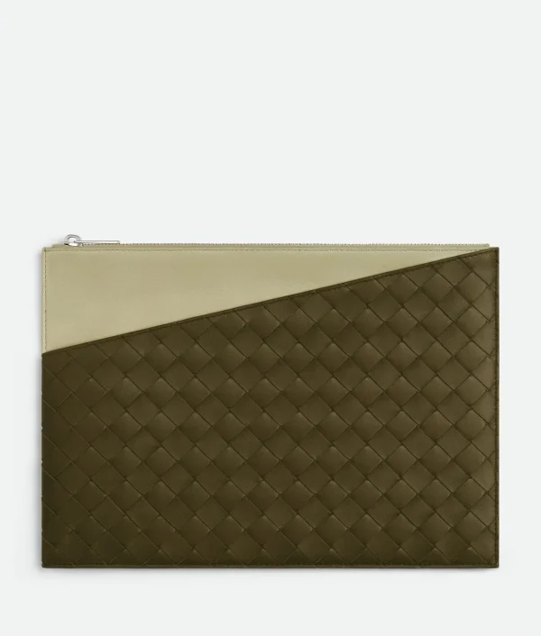 Bottega Veneta Intrecciato Oblique Zipped Pouch> Pouches