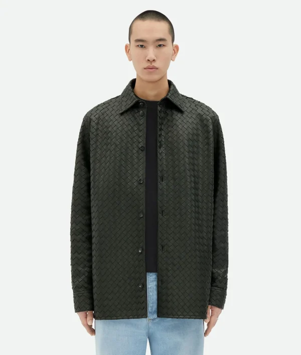 Bottega Veneta Intrecciato Relaxed Leather Shirt> Leather