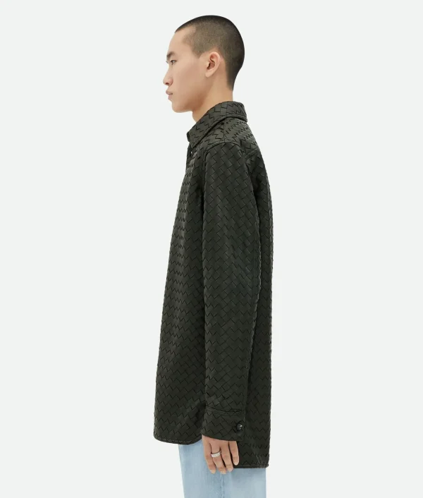 Bottega Veneta Intrecciato Relaxed Leather Shirt> Leather