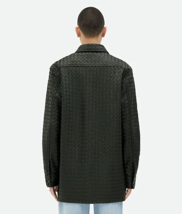 Bottega Veneta Intrecciato Relaxed Leather Shirt> Leather