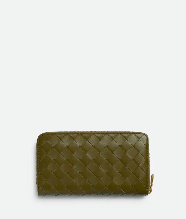 Bottega Veneta Intrecciato Zip Around Wallet>Women Long Wallets