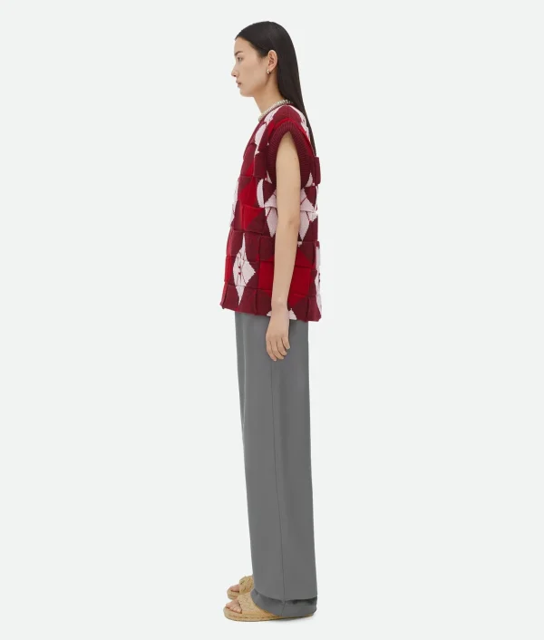 Bottega Veneta Intreccio Argyle Wool Gilet>Women Knitwear