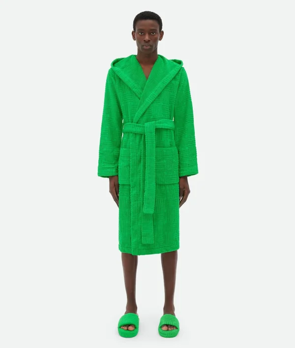 Bottega Veneta Intreccio Pattern Cotton Bathrobe> Bathrobes And Towels