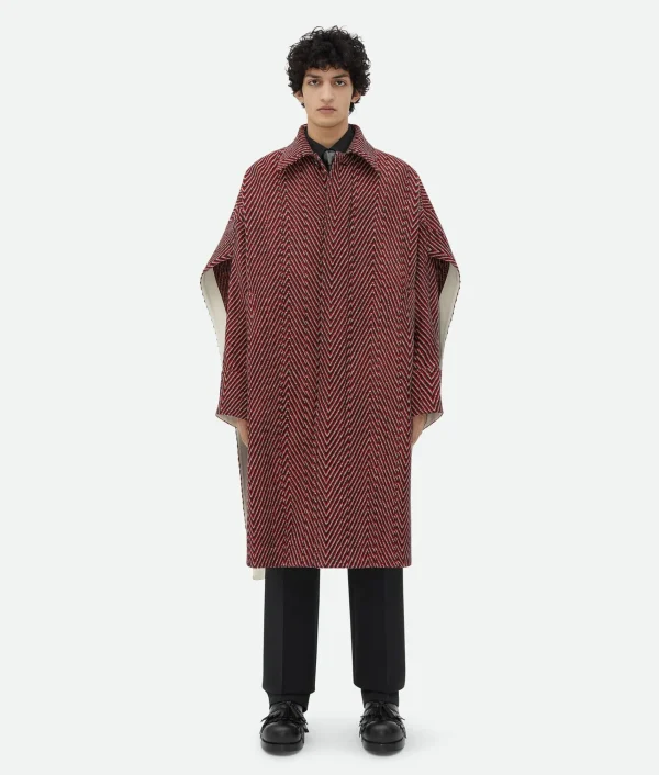Bottega Veneta Irregular Wool Chevron Cape Coat> Coats