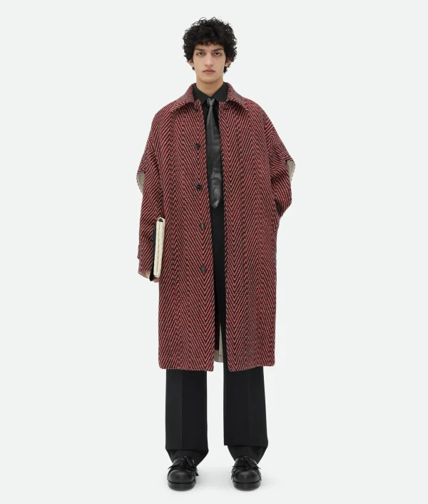 Bottega Veneta Irregular Wool Chevron Cape Coat> Coats