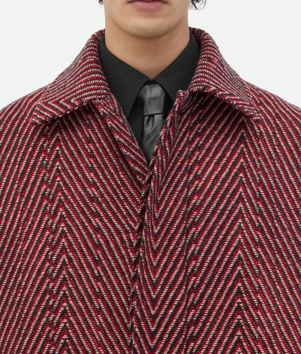 Bottega Veneta Irregular Wool Chevron Cape Coat> Coats