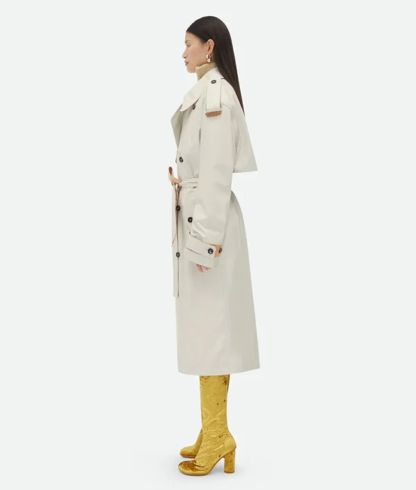 Bottega Veneta Leather And Cotton Trench>Women Leather