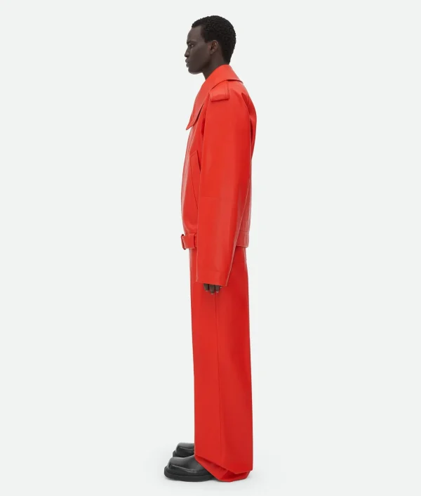 Bottega Veneta Leather Blouson With Wide Collar> Leather