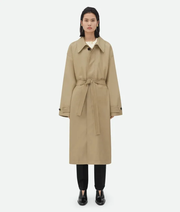 Bottega Veneta Leather Coat With Check Lining>Women Leather