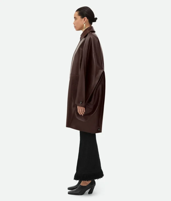 Bottega Veneta Leather Cocoon Coat>Women Coats