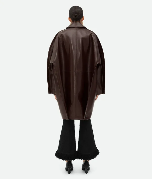 Bottega Veneta Leather Cocoon Coat>Women Coats