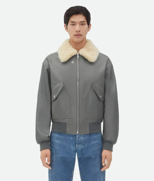 Bottega Veneta Leather Jacket With Shearling Collar> Leather