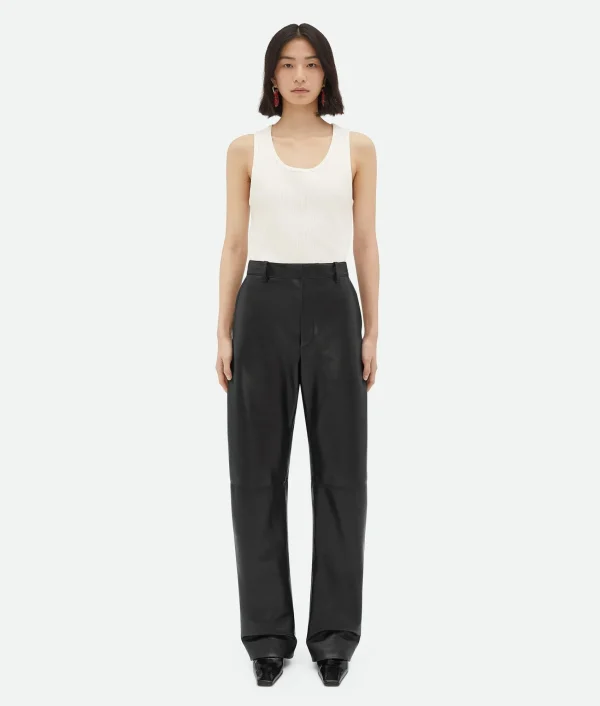 Bottega Veneta Leather Rounded Leg Trousers>Women Trousers And Shorts | Leather