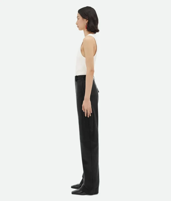 Bottega Veneta Leather Rounded Leg Trousers>Women Trousers And Shorts | Leather