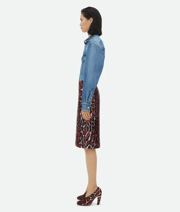 Bottega Veneta Leopard Print Shearling Skirt>Women Skirts