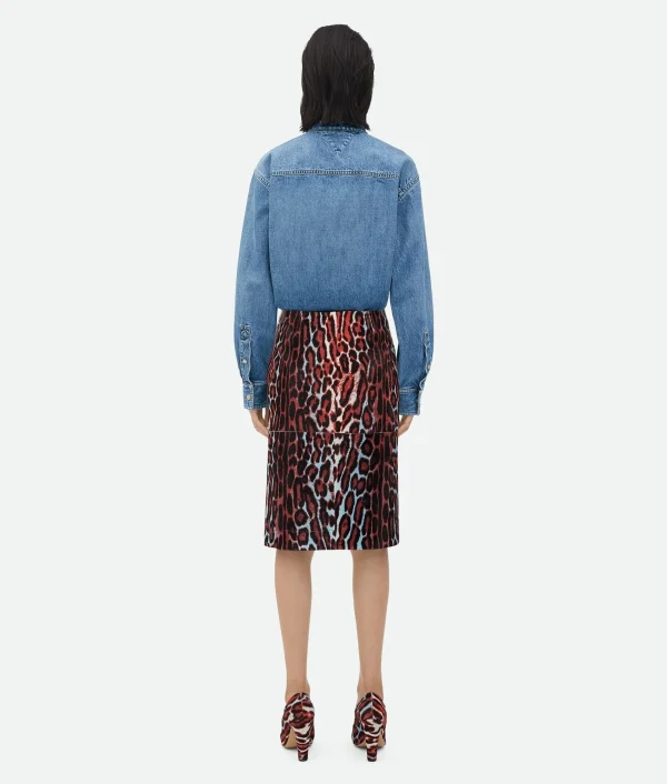Bottega Veneta Leopard Print Shearling Skirt>Women Skirts