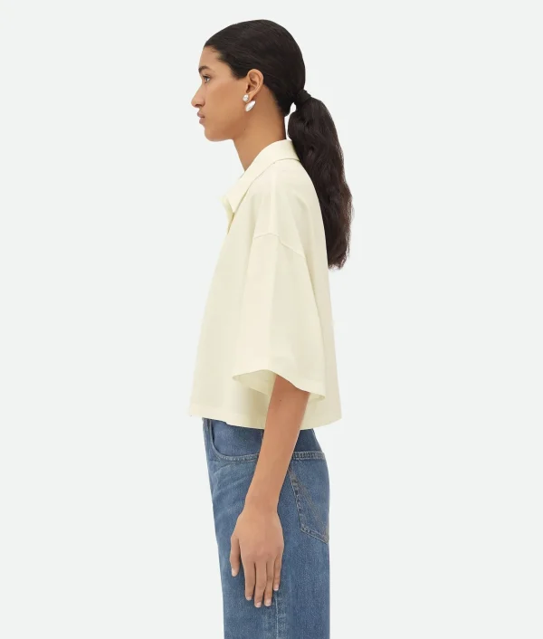 Bottega Veneta Light Cotton Piquet Cropped Polo>Women Tops And T-Shirts