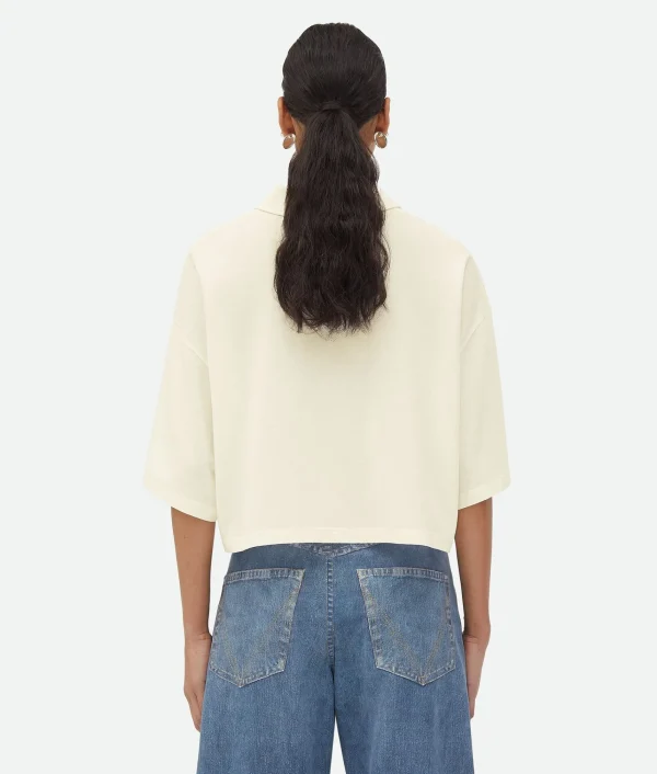 Bottega Veneta Light Cotton Piquet Cropped Polo>Women Tops And T-Shirts