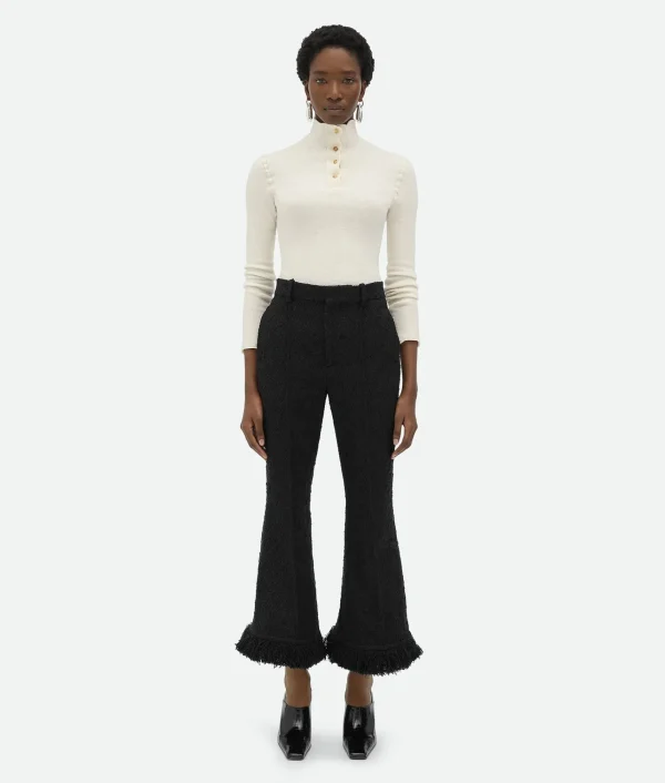 Bottega Veneta Light Cotton Tweed Fringed Trousers>Women Trousers And Shorts