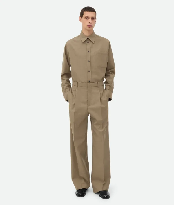 Bottega Veneta Light Tailored Wool Wide Leg Trousers> Trousers And Shorts