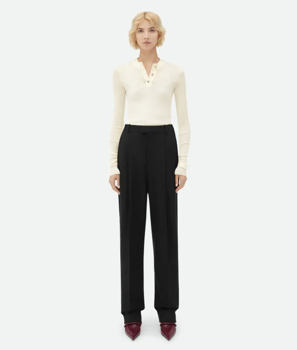 Bottega Veneta Light Wool Wide Leg Pants>Women Trousers And Shorts