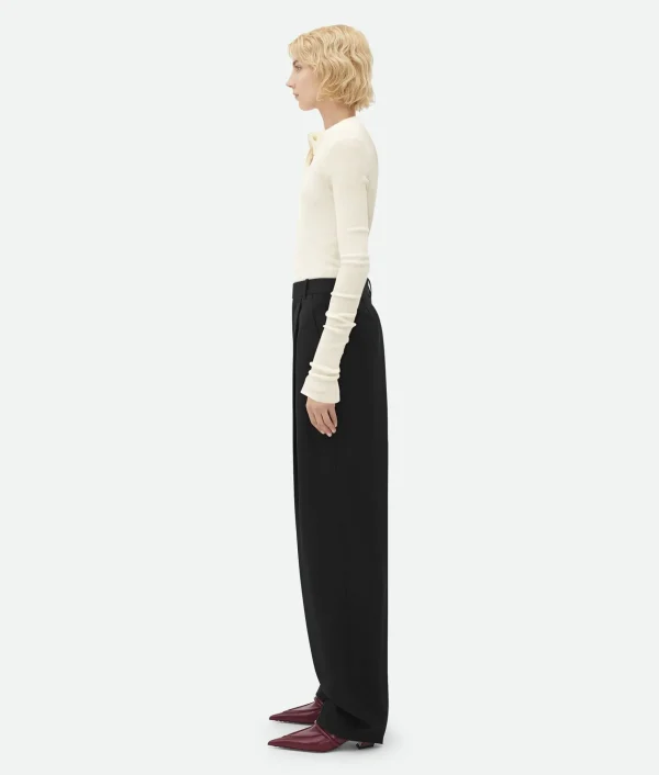 Bottega Veneta Light Wool Wide Leg Pants>Women Trousers And Shorts