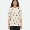 Bottega Veneta Linen Jacquard Flowers T-Shirt>Women Tops And T-Shirts