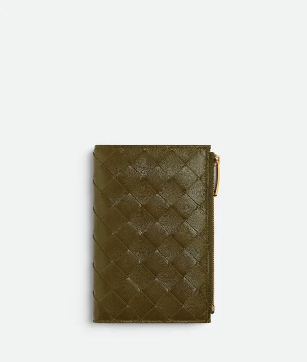 Bottega Veneta Medium Intrecciato Bi-Fold Zip Wallet>Women Long Wallets