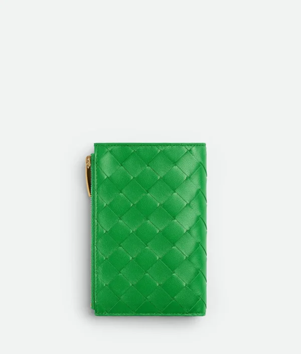Bottega Veneta Medium Intrecciato Bi-Fold Zip Wallet>Women Long Wallets